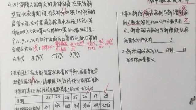 新冠病毒疫情的中考数学:2求口罩的合格率