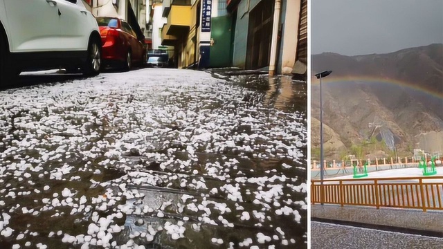 四川金川遭遇冰雹突袭:农作物、经济林木受损 天空出现彩虹