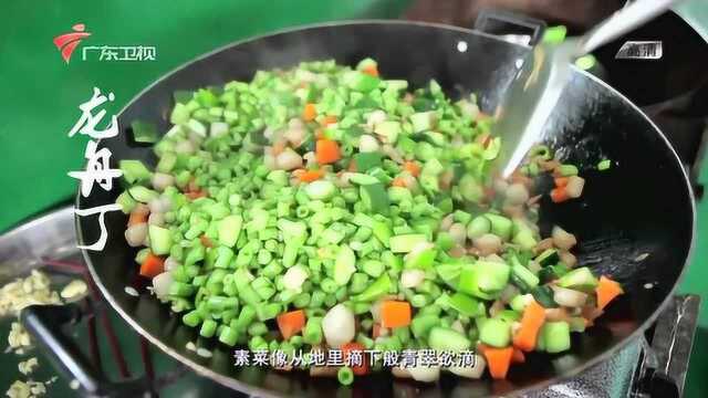 青翠欲滴的龙舟丁,肉与素材的美味结合,鲜而不寡超级下饭