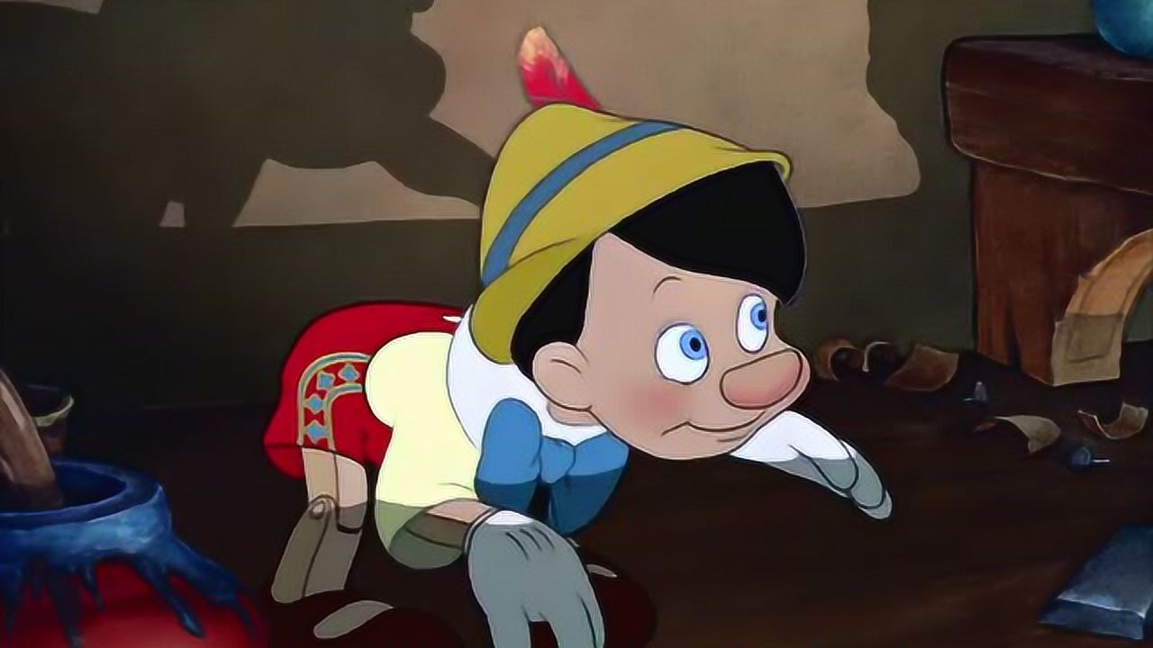 小蟋蟀教匹诺曹吹口哨,不料匹诺曹老是吹不响,场面一度很好笑!