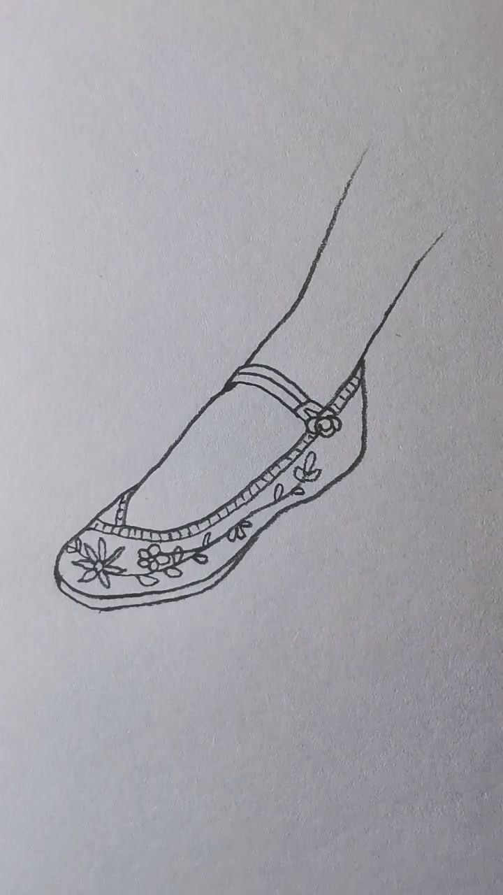 简画一只漂亮的绣花鞋!_腾讯视频