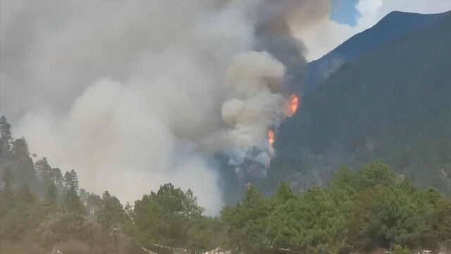 西藏林芝山火持续燃烧 过火面积7平方公里 救援力量超2600人