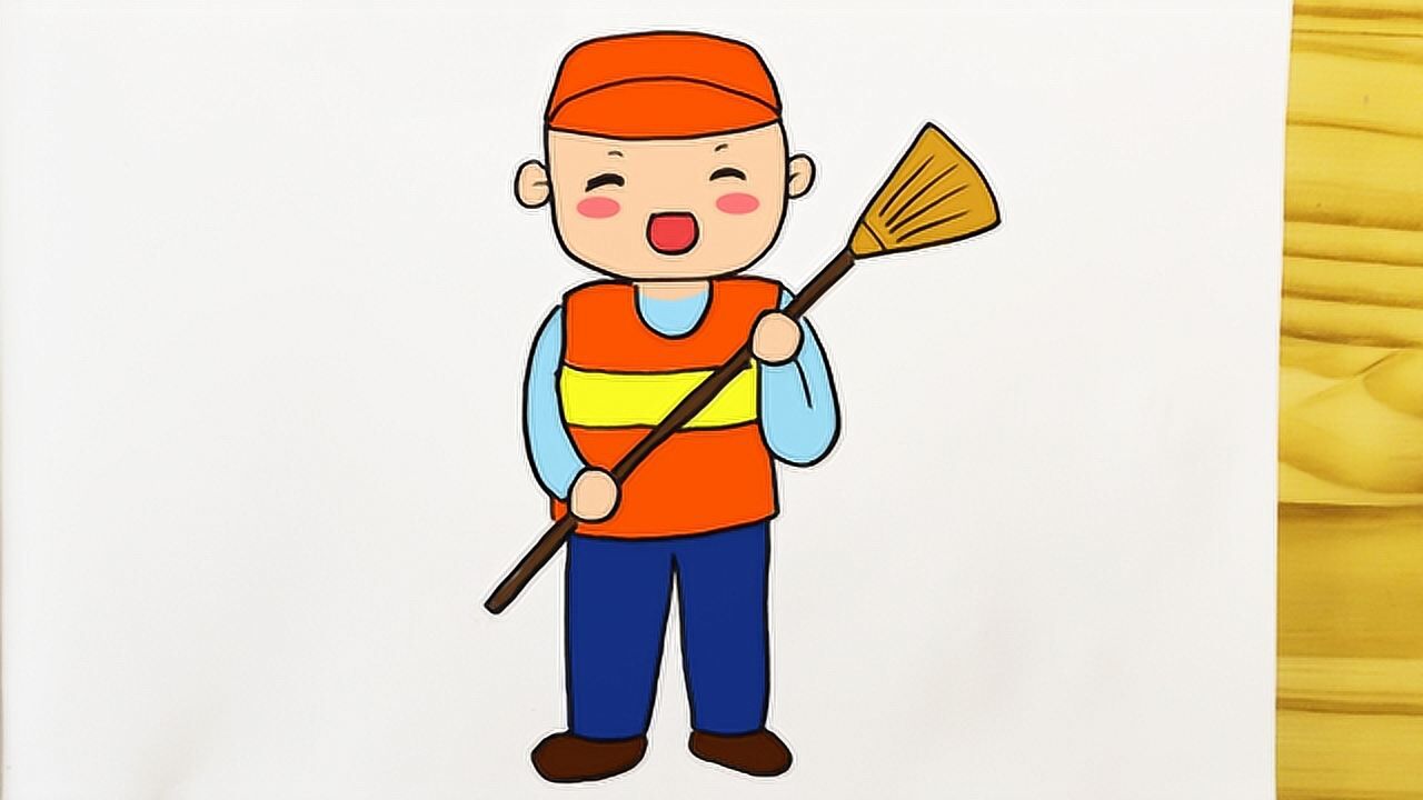 五一劳动节学画默默无闻的环卫工人