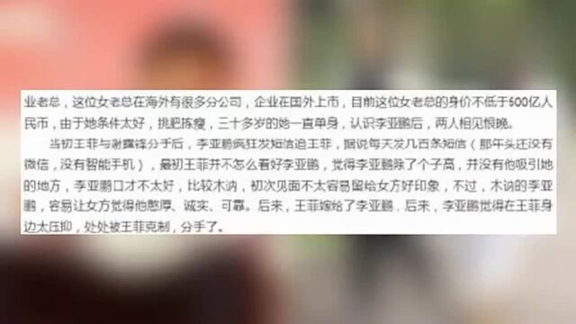 李亚鹏新女友遭起底!拥海外多间上市公司身价高达500亿