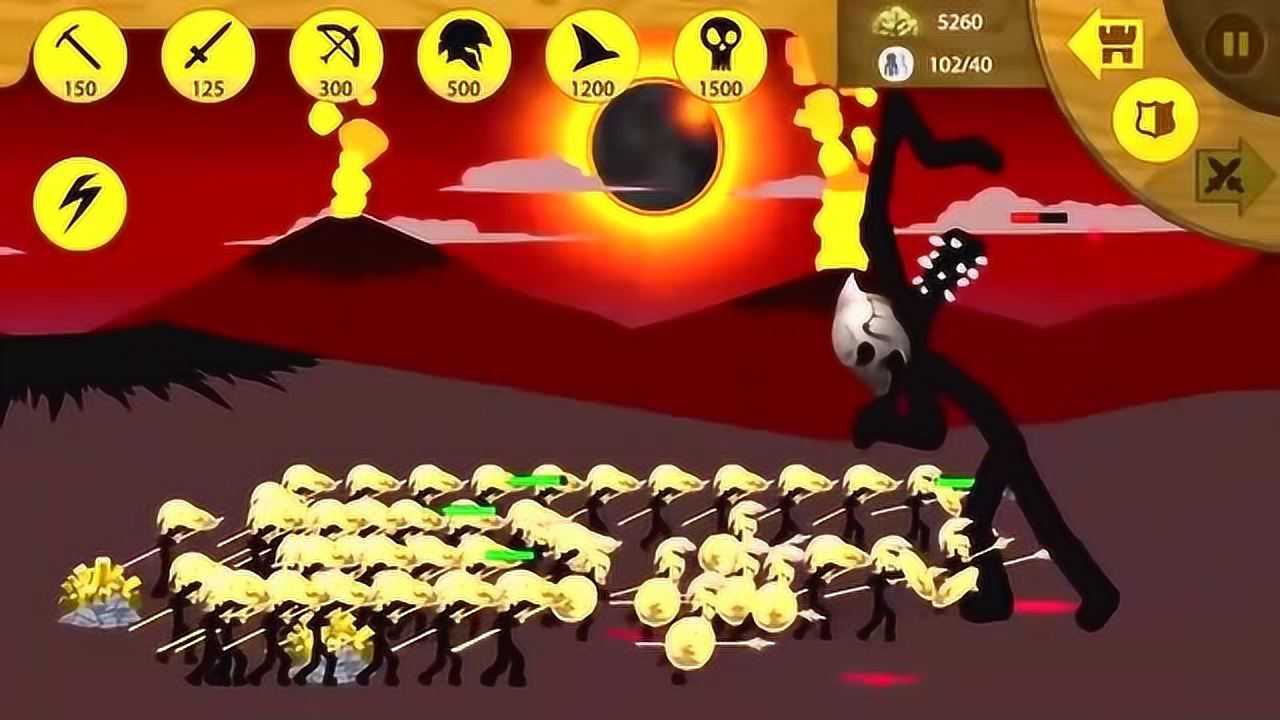 火柴人战争遗产:狮鹫大帝独自面对这么多的金甲兵