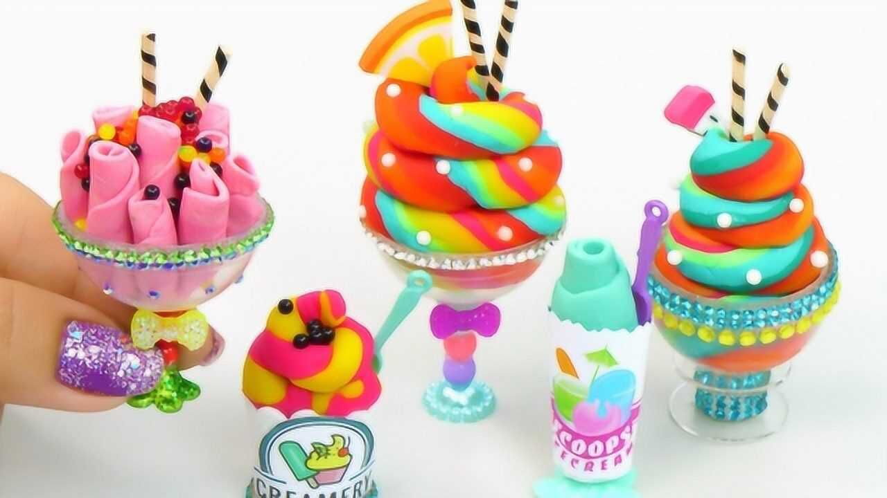 diy,手工达人用彩泥做的五款美味的冰激凌,看着太好吃了