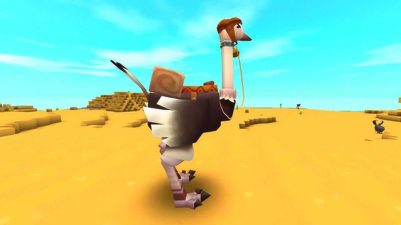 迷你世界生存21小飞去沙漠度假顺便驯服了鸵鸟当坐骑开心