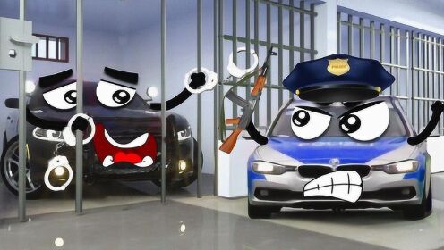 搞笑涂鸦表情:警车逮捕涂鸦抢劫案,有趣搞笑的汽车表情