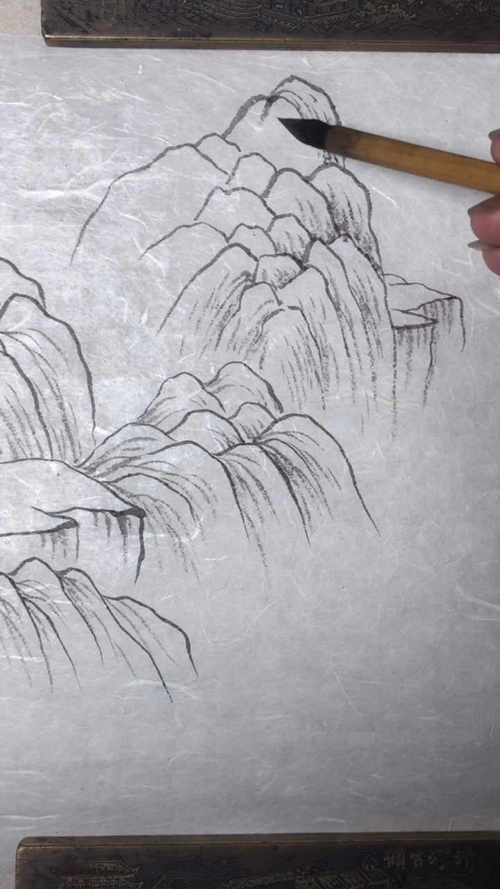 长披麻皴山的画法