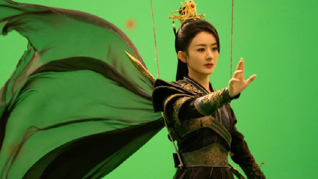 赵丽颖《与凤行》绿幕打戏纯享,单手绕背翻身刷棍利落干净