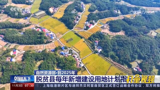 速看!自然资源部:脱贫县每年新增建设用地计划指标600亩