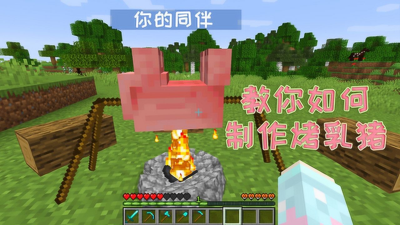 我的世界：普通玩家吃猪排VS大神烤乳猪，新版本野营mod_高清1080P在线观看平台_腾讯视频