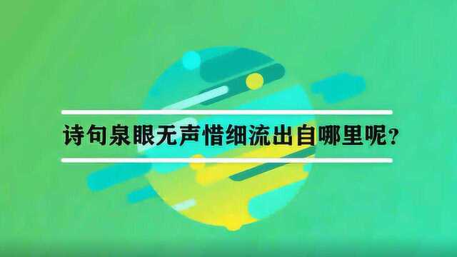 诗句泉眼无声惜细流出自哪里呢?