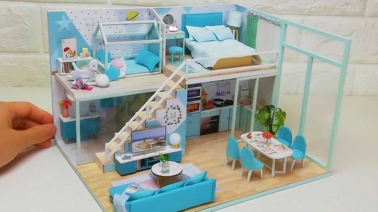 给芭比做迷你卧室,客厅,厨房等,简单漂亮,迷你世界创意手工
