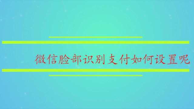 微信脸部识别支付如何设置呢