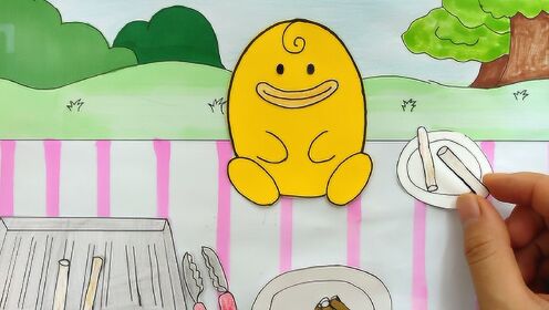 八爪鱼手绘定格动画:给小蜜鸭做烤山药,香甜软糯好好吃