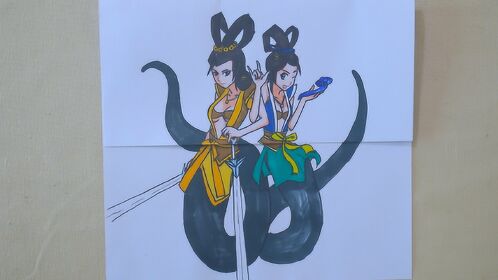 1张纸手工展示,《葫芦娃》蛇精1000岁模样,与10000岁差距真大!