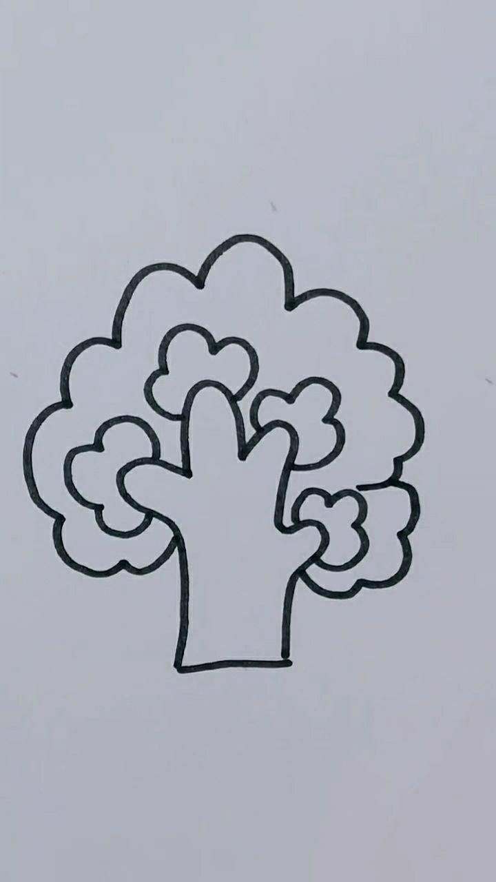 今天教大家画棵大树,是春天的气息呢