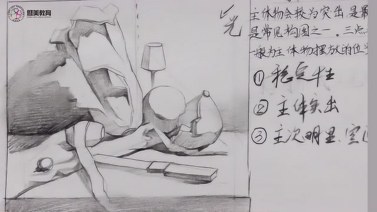 【素描静物】三角形构图专题讲解