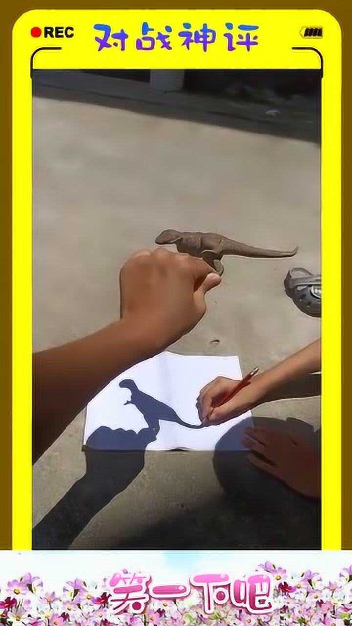 老师让画恐龙咱也不会啊不过万物都有影子谁让咱孩子聪明呢