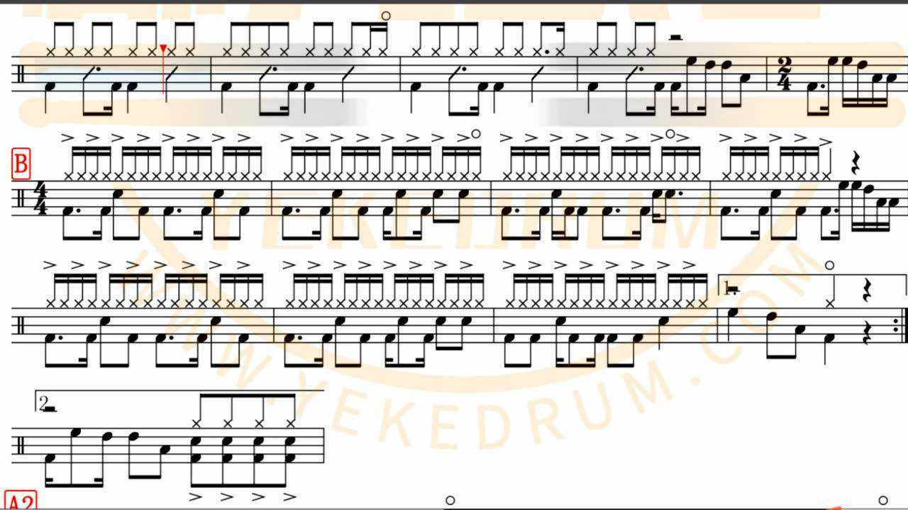 椰壳鼓手网每日一谱卓依婷明天会更好高清动态鼓谱架子鼓鼓谱