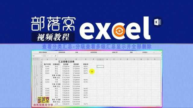 excel查看分类汇总视频:分级查看多级汇总显示并全部删除