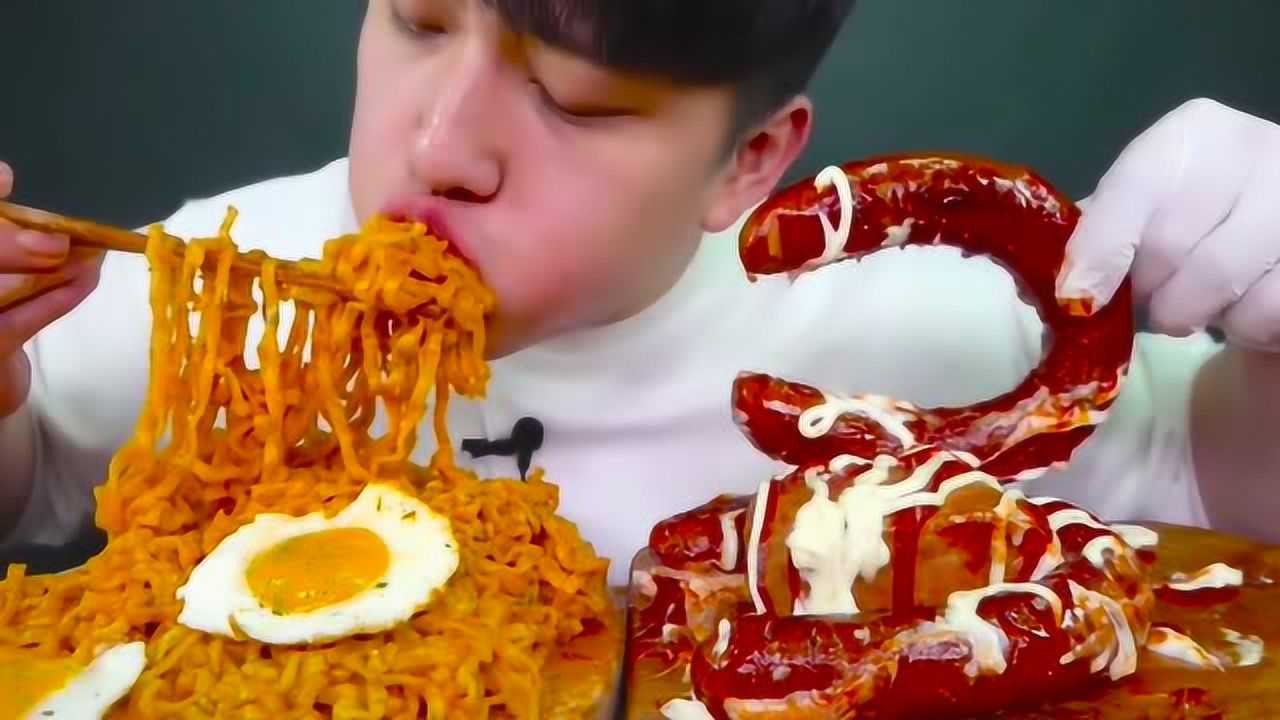 深渊巨口火鸡面炸酱面吸面集合大口吃真满足韩国大胃王吃播