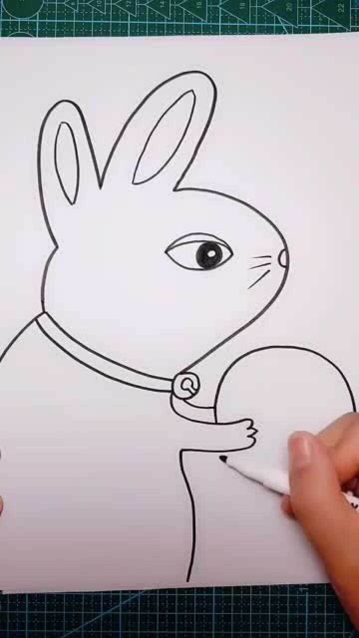 用手掌画出小兔子画出来的样子真是太可爱了