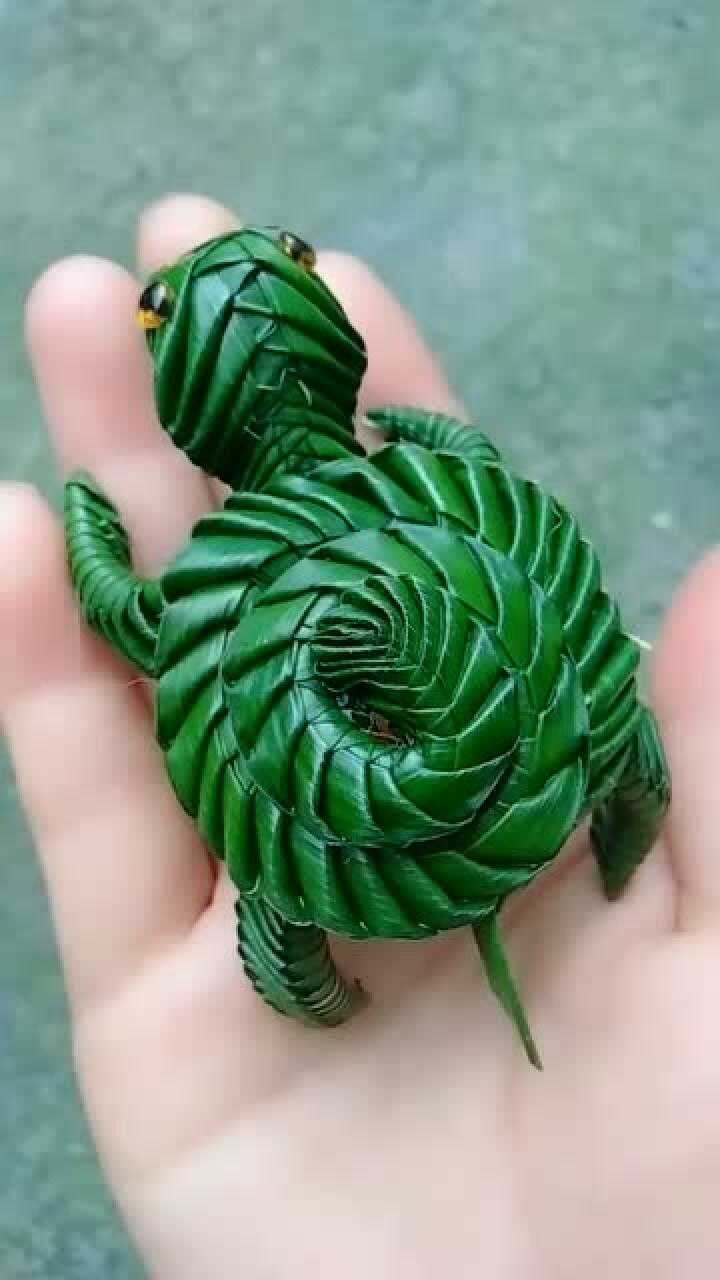 粽叶编的小乌龟,都可以以假乱真了!