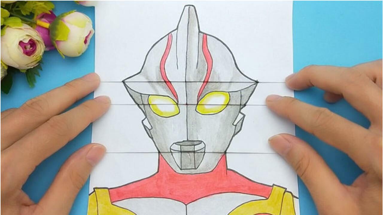 给梦比优斯奥特曼手绘科幻卡通画有趣展开升级变化简单又帅气
