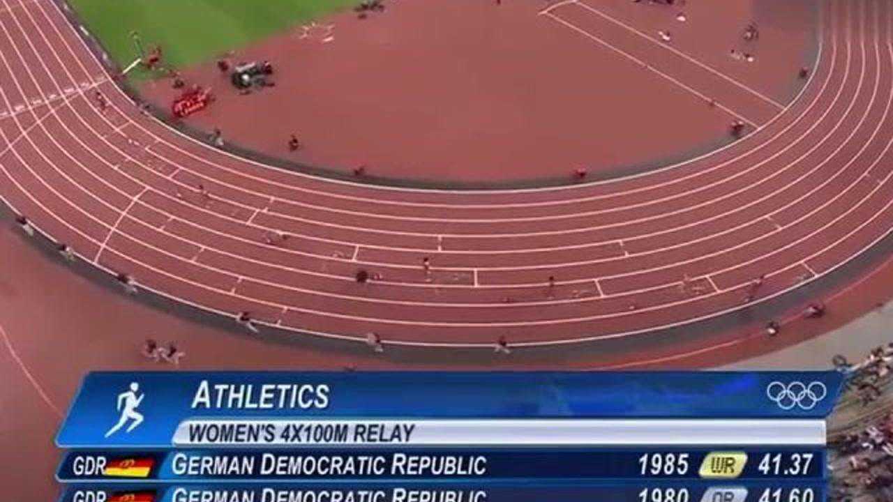 精彩回顾奥运会美国打破女子4100米接力赛世界纪录配合的真好