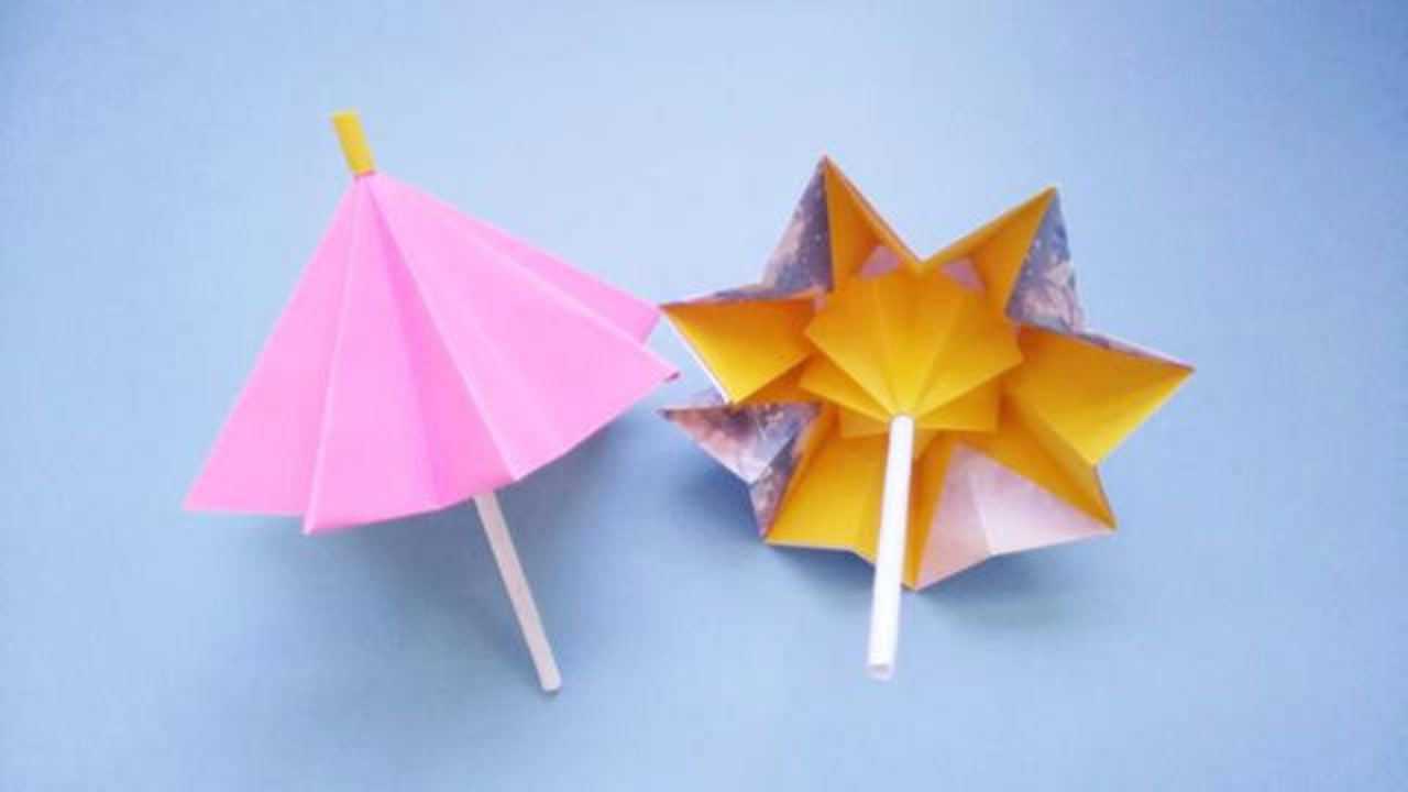 可以收缩的立体小雨伞折纸迷你控的最爱手工diy折纸视频教程