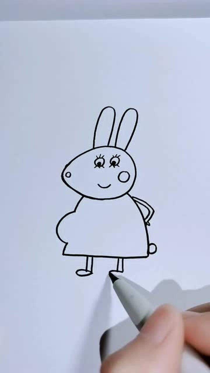儿童简笔画,画怀孕了的兔妈妈