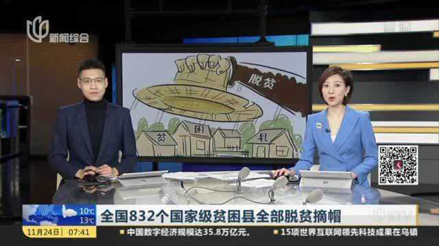 全国832个国家级贫困县全部脱贫摘帽