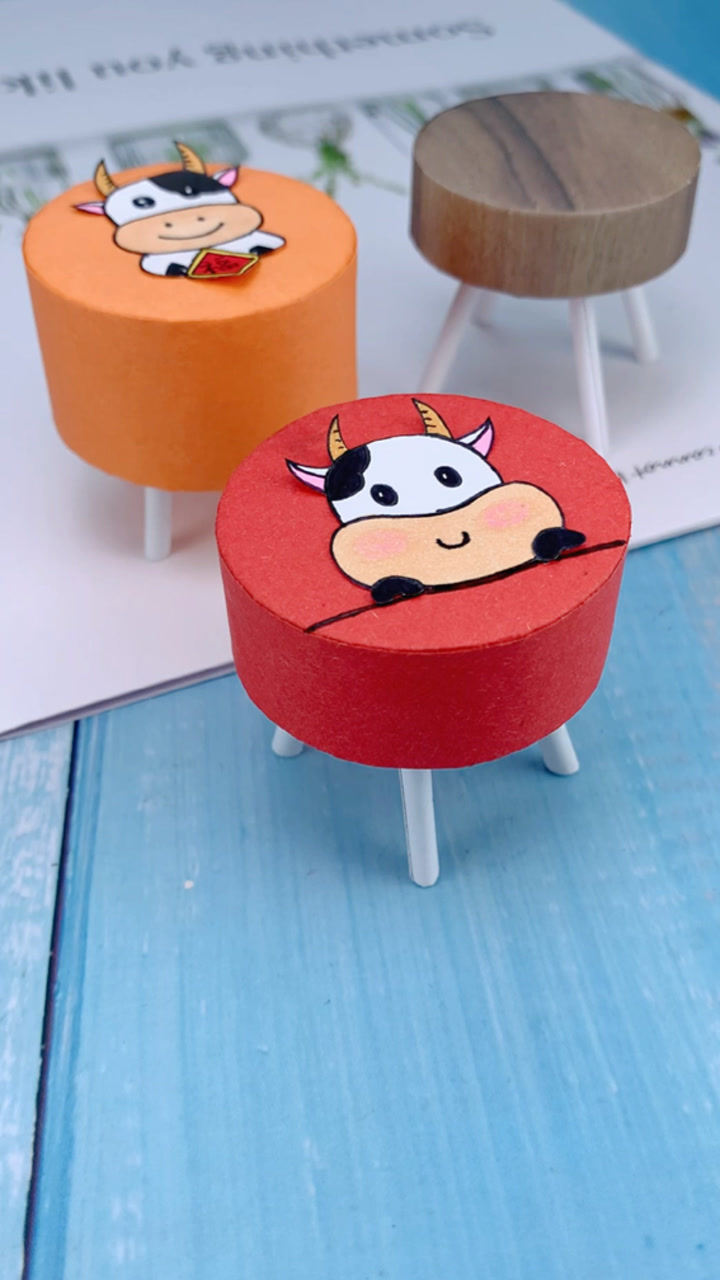 果果手工呀纸筒不要扔给小朋友做牛牛小板凳吧