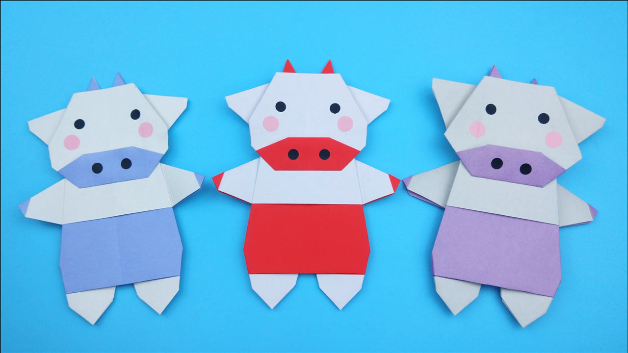 教你折站立型的新年小牛,成品超级可爱,手工折纸diy教程