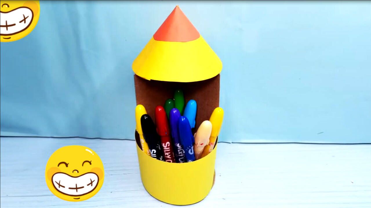 diy手工:制作迷你笔筒,可以装很多中性笔_腾讯视频