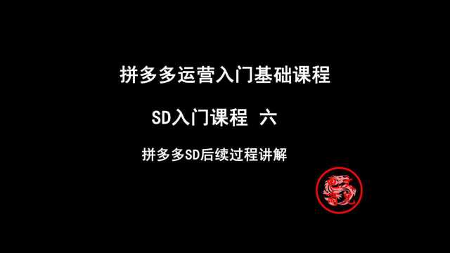 拼多多运营入门基础课程 六:拼多多SD后续过程讲解