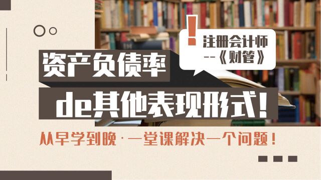 注册会计师CPA:资产负债率的其他表现形式!