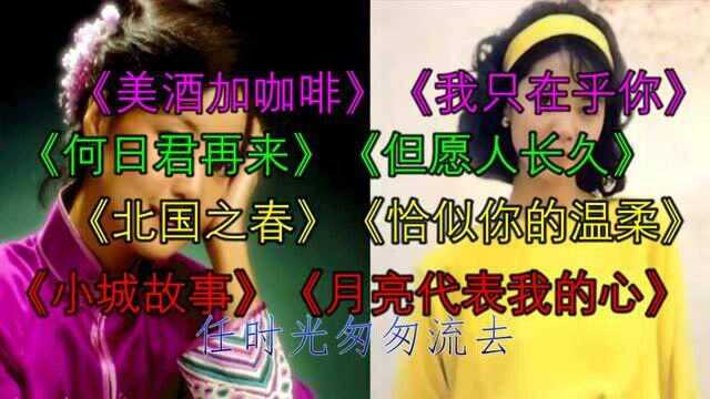 邓丽君《小城故事》《北国之春》《何日君再来》《但愿人长久》《美酒加咖啡》《我只在乎你》《恰似你的温柔》《月亮代表我的心》