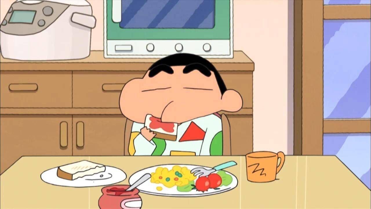 蜡笔小新:今天的早餐色彩很丰盛哦!小新吃得香喷喷!