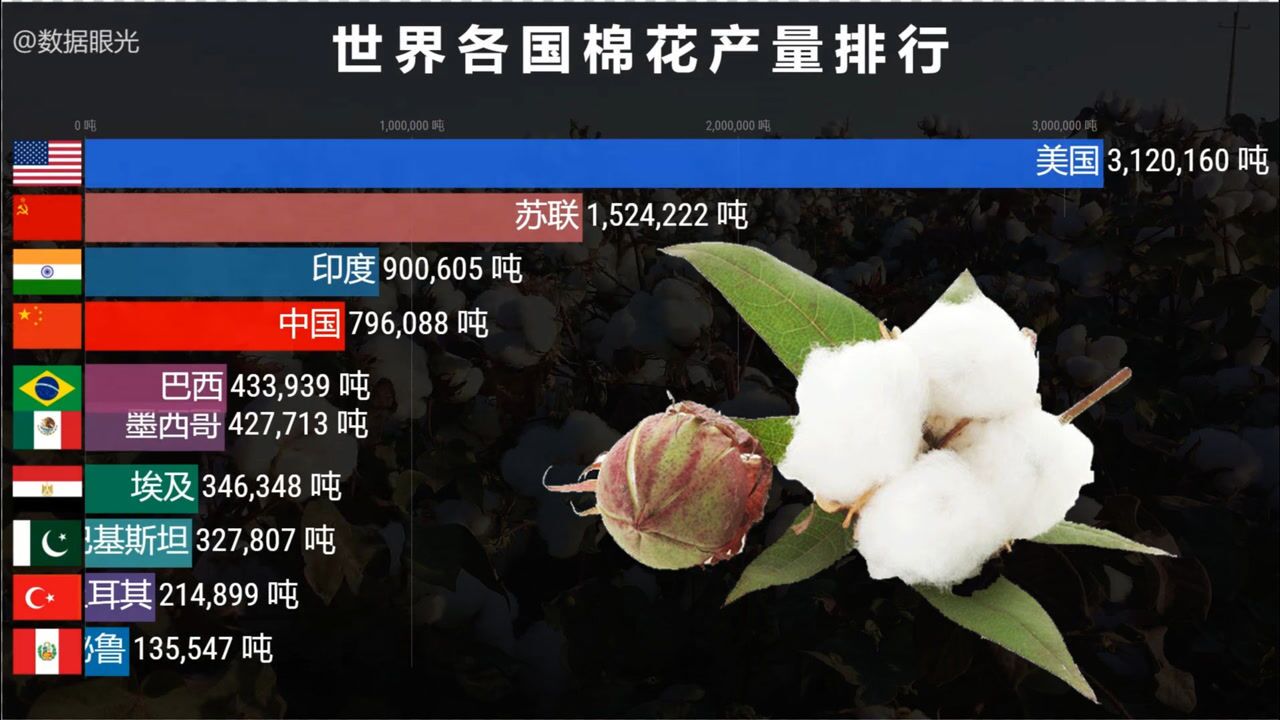 全球各國棉花產量排行力挺新疆棉花雪白的新疆棉花不容抹黑