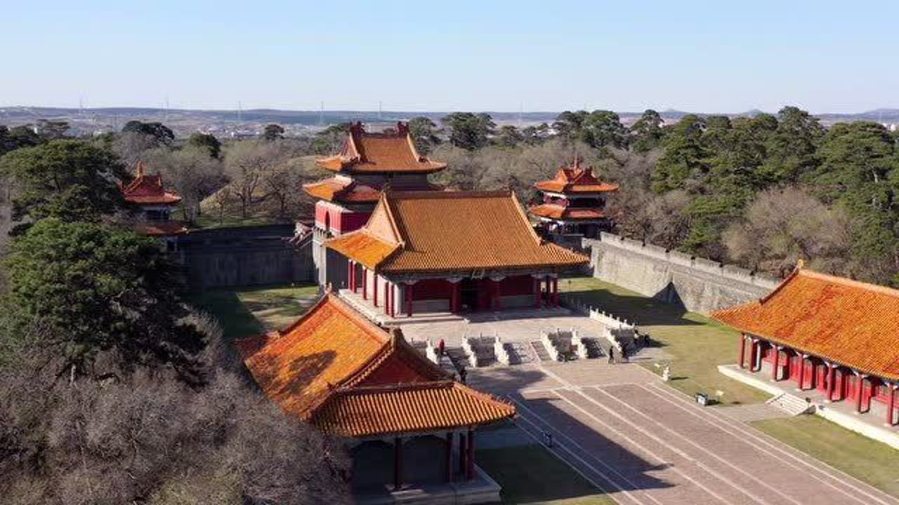 航拍沈阳东陵,盛京三陵之一,清太祖努尔哈赤的陵墓