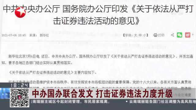 中办国办联合发文 打击证券违法力度升级