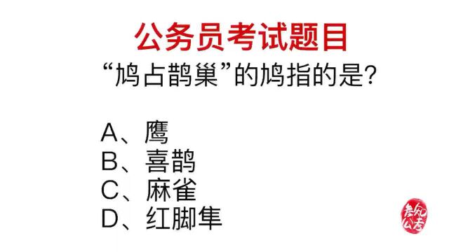 公务员常识,成语鸠占鹊巢中,鸠指的是哪种鸟?