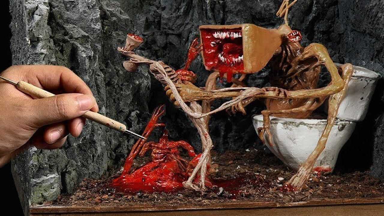 手工制作变异后怪兽,坐在马桶上怪兽,成品效果帅爆了!_腾讯视频