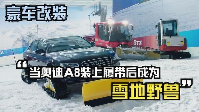 谁说奥迪不能在雪地行驶?当奥迪A8改装上履带后,成为雪地野兽!