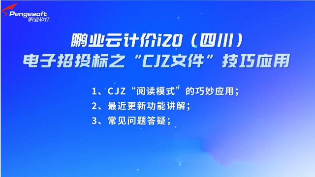 鹏业云计价i20(四川)电子招投标之“CJZ文件”技巧应用