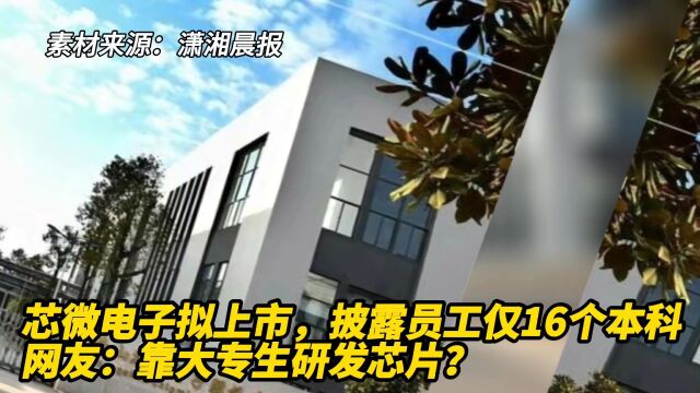 芯微电子拟上市,披露员工仅16个本科,网友:靠大专生研发芯片?