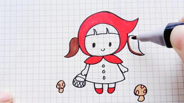 采蘑菇的小姑娘简笔画
